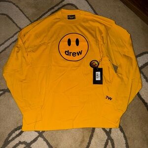 drew House Men's Yellow Long Sleeve Smiley Logo Shirt size Medium